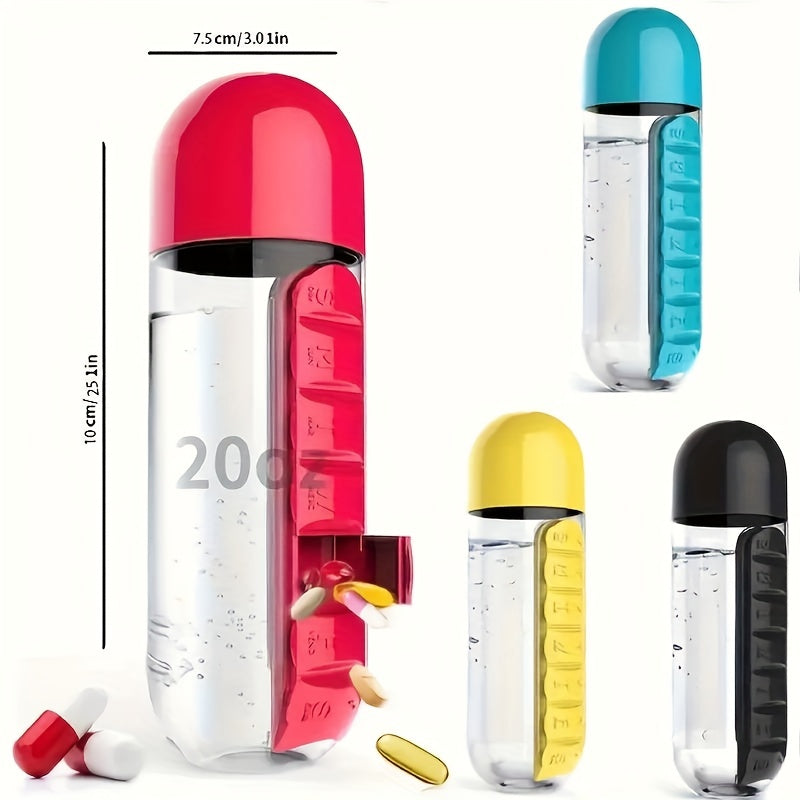 Gourde Pilulier 2-en-1 💧 – Hydratez-vous & Ne manquez plus vos prises ! (5 couleurs – Livraison Offerte 🇫🇷)