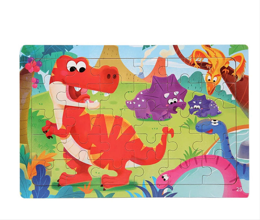 Puzzle en bois 30 pcs – Dinosaures, Sirène ou Camion de pompiers : explore, découvre, grandis ! “Stimule la concentration, la mémoire visuelle et la motricité fine – Jouet éducatif, sain et adorable."