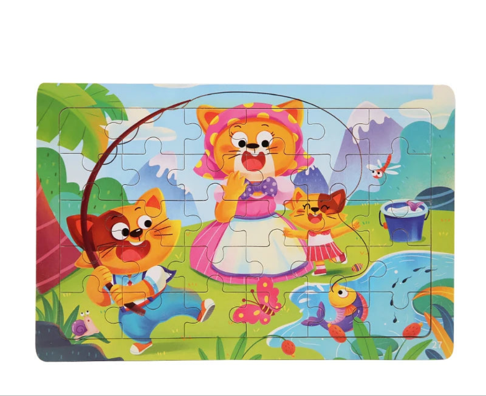 Puzzle en bois 30 pcs – Dinosaures, Sirène ou Camion de pompiers : explore, découvre, grandis ! “Stimule la concentration, la mémoire visuelle et la motricité fine – Jouet éducatif, sain et adorable."