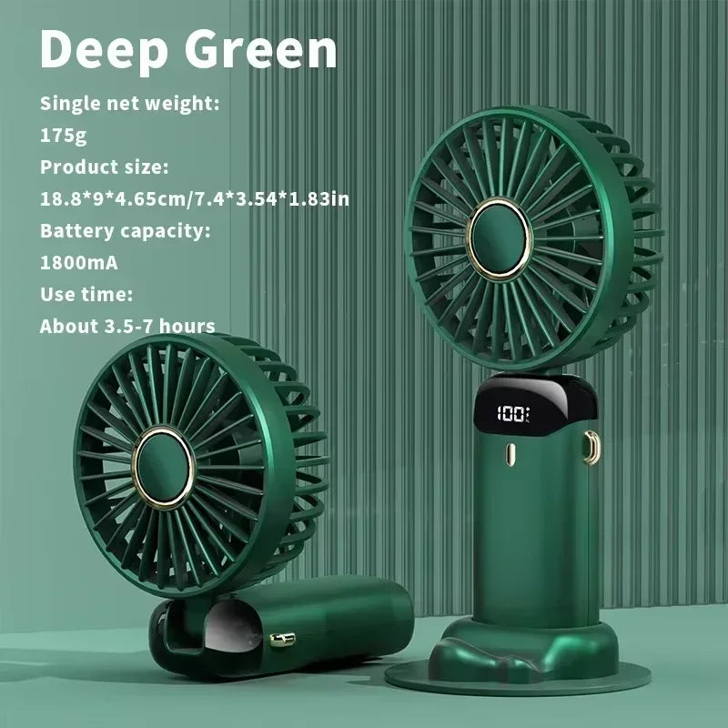 2025 New Usb Handheld Fan Digital Display Folding Aromatreatment Desktop Fan Mini Portable Outdoor Small Fan