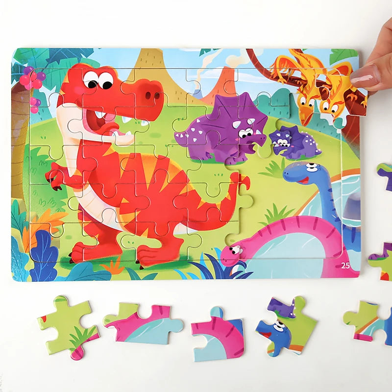 Puzzle en bois 30 pcs – Dinosaures, Sirène ou Camion de pompiers : explore, découvre, grandis ! “Stimule la concentration, la mémoire visuelle et la motricité fine – Jouet éducatif, sain et adorable."