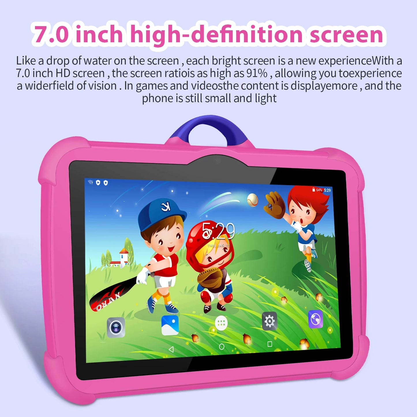 Tablette Éducative Enfant 7'' – Android, 64 Go, Étui Résistant, Jeux & Apprentissage Ludique – Idée Cadeau Parfaite !"