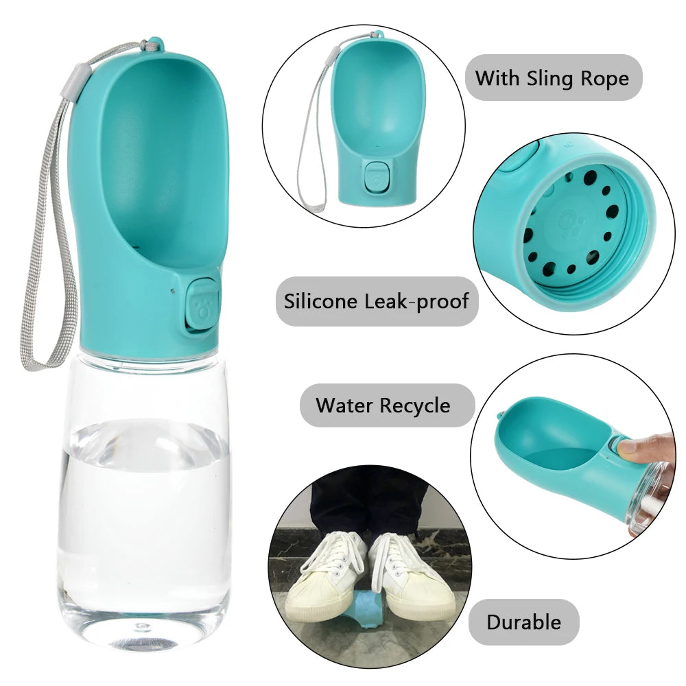 Gourde Distributeur d'eau, anti-fuite, pour les voyages et les promenades menades, pour animaux de compagnie