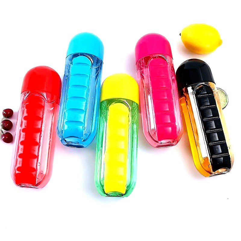 Gourde Pilulier 2-en-1 💧 – Hydratez-vous & Ne manquez plus vos prises ! (5 couleurs – Livraison Offerte 🇫🇷)
