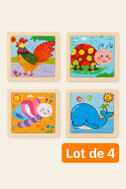 👉 Puzzle Éducatif en Bois pour Enfants (Animaux & Véhicules)  Jouet Montessori 3D dès 3 ans