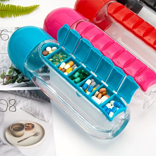 Gourde Pilulier 2-en-1 💧 – Hydratez-vous & Ne manquez plus vos prises ! (5 couleurs – Livraison Offerte 🇫🇷)