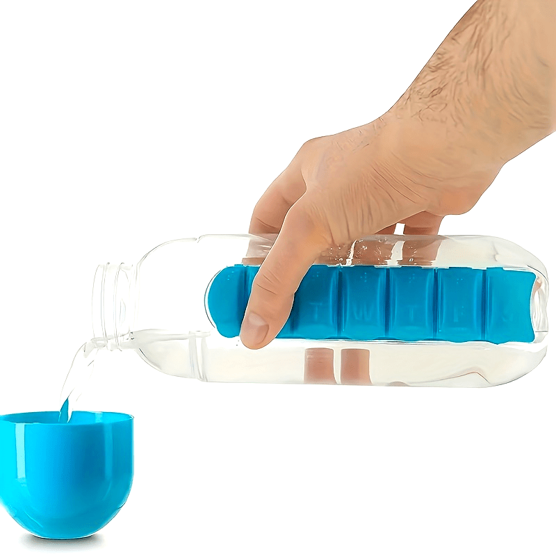 Gourde Pilulier 2-en-1 💧 – Hydratez-vous & Ne manquez plus vos prises ! (5 couleurs – Livraison Offerte 🇫🇷)