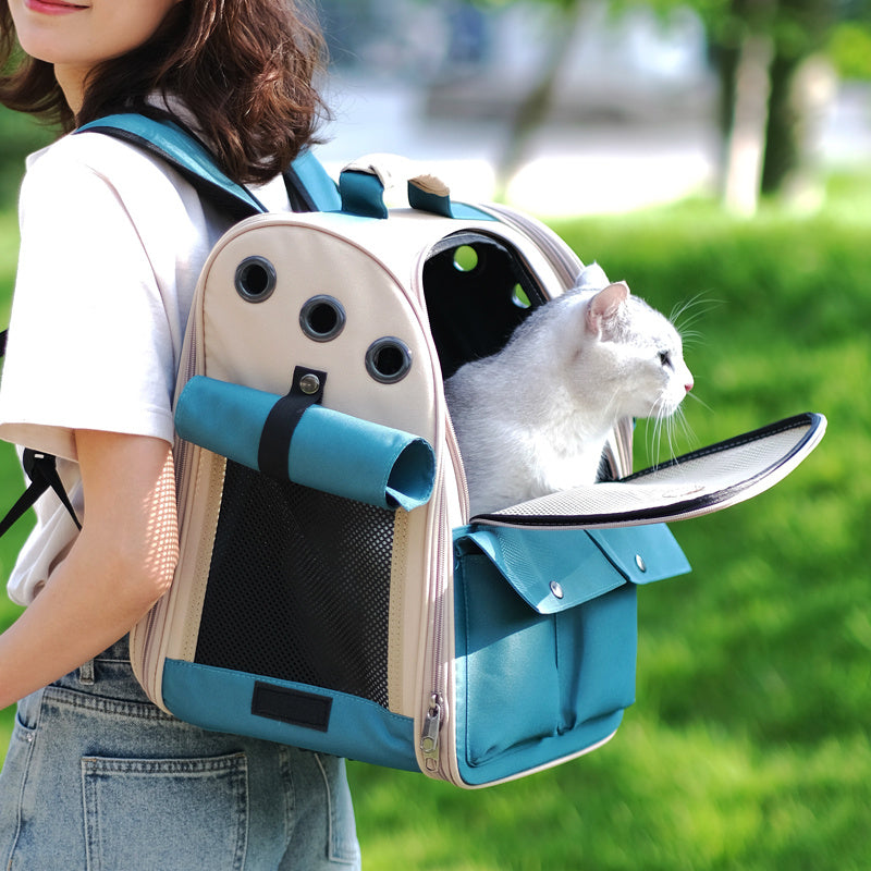 🎒 Sac à Dos de Transport Respirant pour Chats & Petits Chiens – Élégant, Spacieux et Confortable