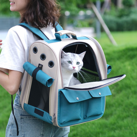🎒 Sac à Dos de Transport Respirant pour Chats & Petits Chiens – Élégant, Spacieux et Confortable