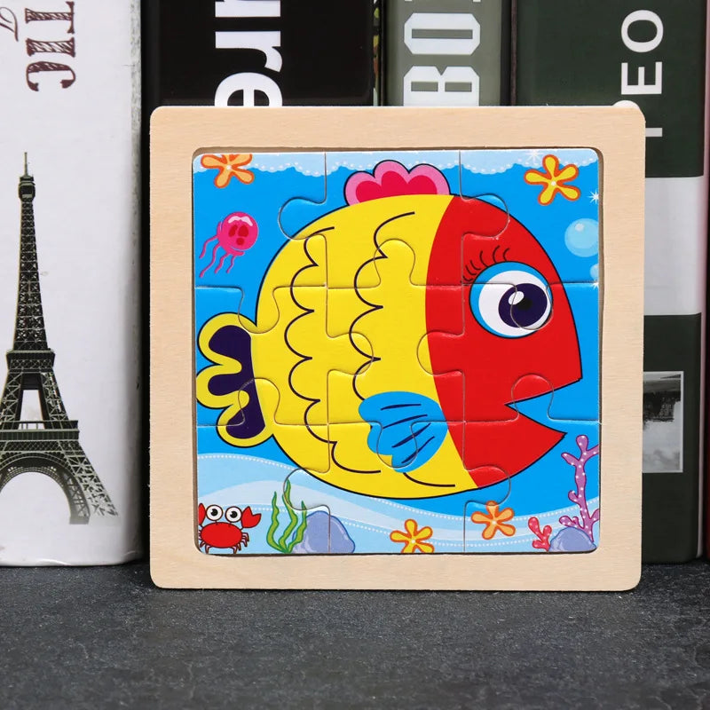 👉 Puzzle Éducatif en Bois pour Enfants (Animaux & Véhicules)  Jouet Montessori 3D dès 3 ans
