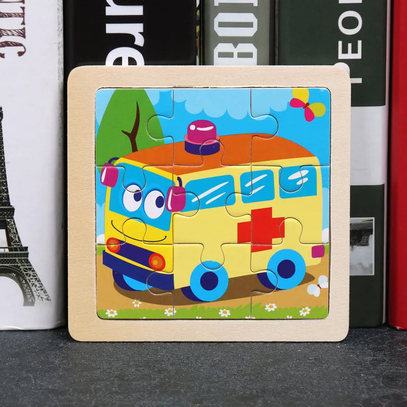 👉 Puzzle Éducatif en Bois pour Enfants (Animaux & Véhicules)  Jouet Montessori 3D dès 3 ans