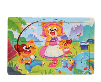 Puzzle en bois 30 pcs – Dinosaures, Sirène ou Camion de pompiers : explore, découvre, grandis ! “Stimule la concentration, la mémoire visuelle et la motricité fine – Jouet éducatif, sain et adorable."