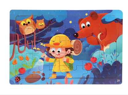 Puzzle en bois 30 pcs – Dinosaures, Sirène ou Camion de pompiers : explore, découvre, grandis ! “Stimule la concentration, la mémoire visuelle et la motricité fine – Jouet éducatif, sain et adorable."