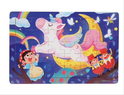 Puzzle en bois 30 pcs – Dinosaures, Sirène ou Camion de pompiers : explore, découvre, grandis ! “Stimule la concentration, la mémoire visuelle et la motricité fine – Jouet éducatif, sain et adorable."