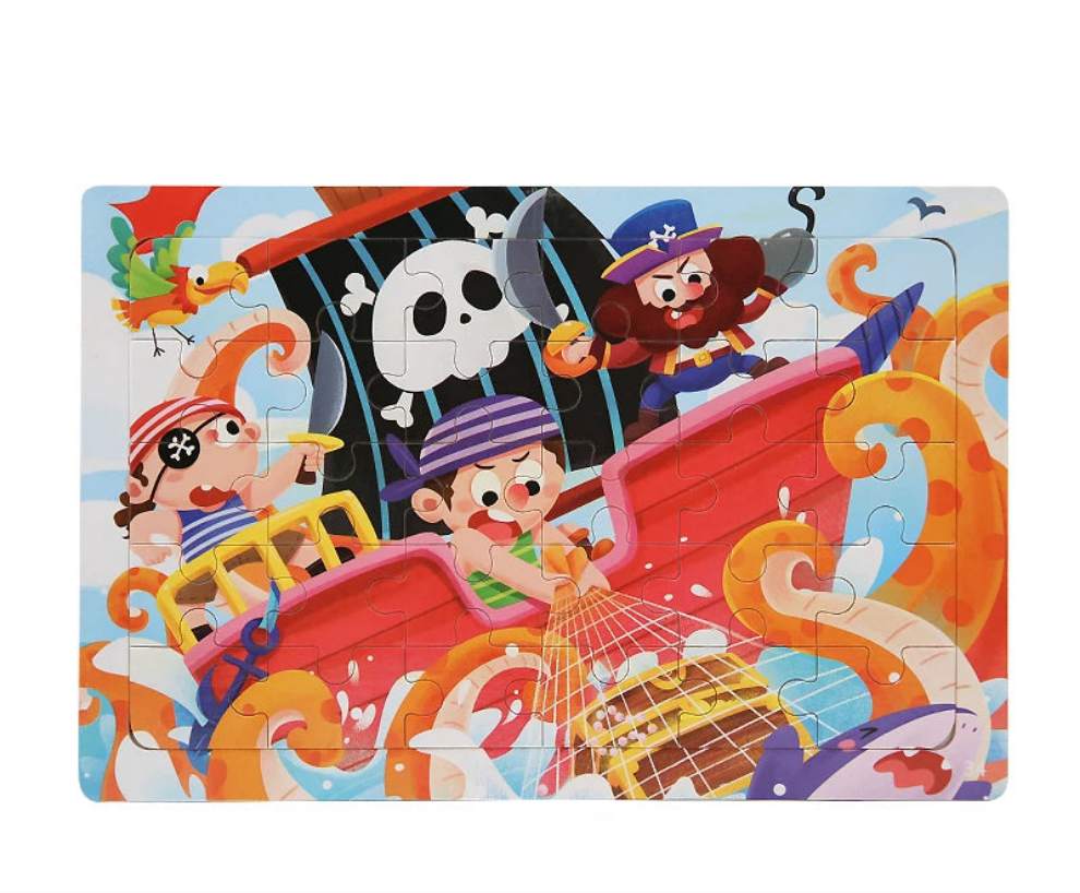 Puzzle en bois 30 pcs – Dinosaures, Sirène ou Camion de pompiers : explore, découvre, grandis ! “Stimule la concentration, la mémoire visuelle et la motricité fine – Jouet éducatif, sain et adorable."