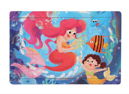 Puzzle en bois 30 pcs – Dinosaures, Sirène ou Camion de pompiers : explore, découvre, grandis ! “Stimule la concentration, la mémoire visuelle et la motricité fine – Jouet éducatif, sain et adorable."