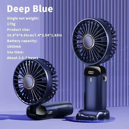 2025 New Usb Handheld Fan Digital Display Folding Aromatreatment Desktop Fan Mini Portable Outdoor Small Fan