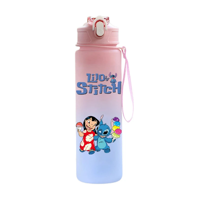 Bouteille d'eau Disney Lilo et Stitch, grande capacité, 750 ml, portable, idéale pour les sports de plein air, idée cadeau pour enfants
