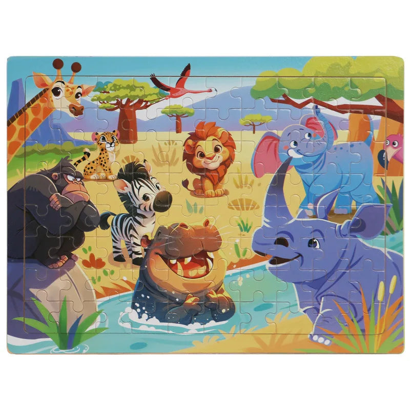 Puzzle en bois 80 pièces – éducatif & coloré – Contes & Animaux