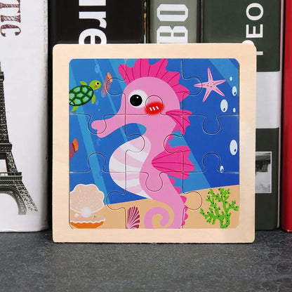 👉 Puzzle Éducatif en Bois pour Enfants (Animaux & Véhicules)  Jouet Montessori 3D dès 3 ans