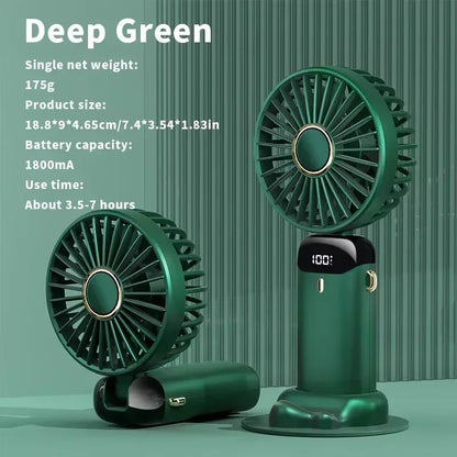 2025 New Usb Handheld Fan Digital Display Folding Aromatreatment Desktop Fan Mini Portable Outdoor Small Fan