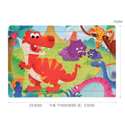 Puzzle en bois 30 pcs – Dinosaures, Sirène ou Camion de pompiers : explore, découvre, grandis ! “Stimule la concentration, la mémoire visuelle et la motricité fine – Jouet éducatif, sain et adorable."