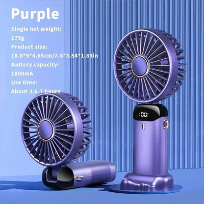 2025 New Usb Handheld Fan Digital Display Folding Aromatreatment Desktop Fan Mini Portable Outdoor Small Fan