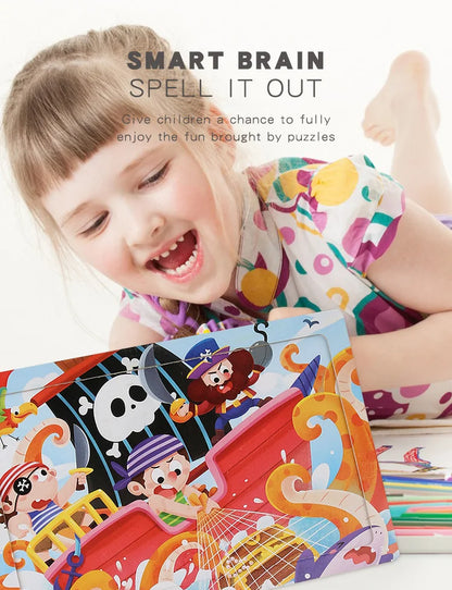 Puzzle en bois 30 pcs – Dinosaures, Sirène ou Camion de pompiers : explore, découvre, grandis ! “Stimule la concentration, la mémoire visuelle et la motricité fine – Jouet éducatif, sain et adorable."