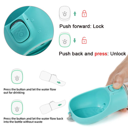 Gourde Distributeur d'eau, anti-fuite, pour les voyages et les promenades menades, pour animaux de compagnie