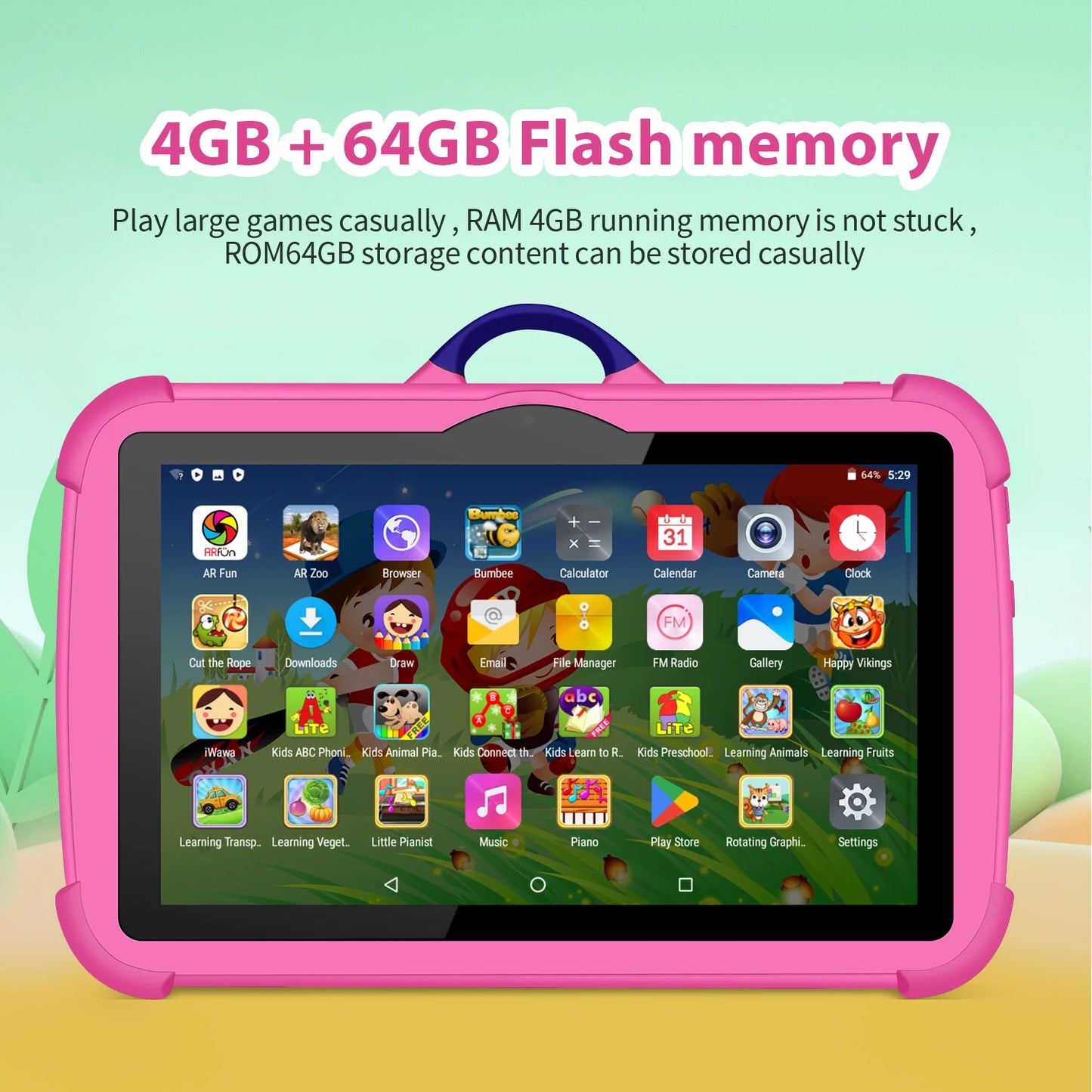 Tablette Éducative Enfant 7'' – Android, 64 Go, Étui Résistant, Jeux & Apprentissage Ludique – Idée Cadeau Parfaite !"
