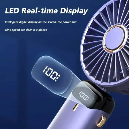 2025 New Usb Handheld Fan Digital Display Folding Aromatreatment Desktop Fan Mini Portable Outdoor Small Fan