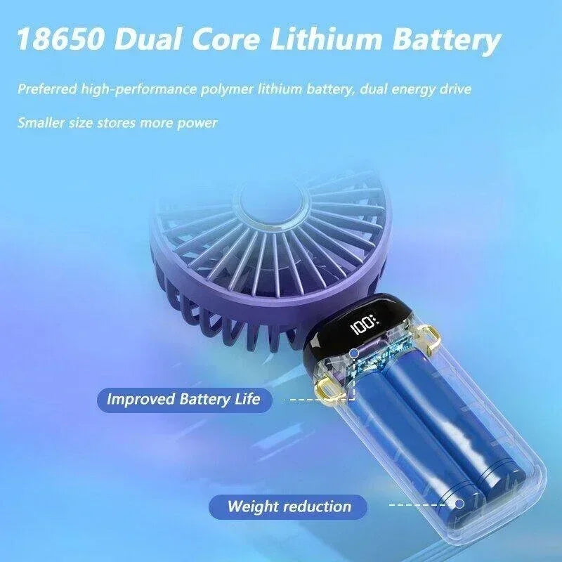 2025 New Usb Handheld Fan Digital Display Folding Aromatreatment Desktop Fan Mini Portable Outdoor Small Fan