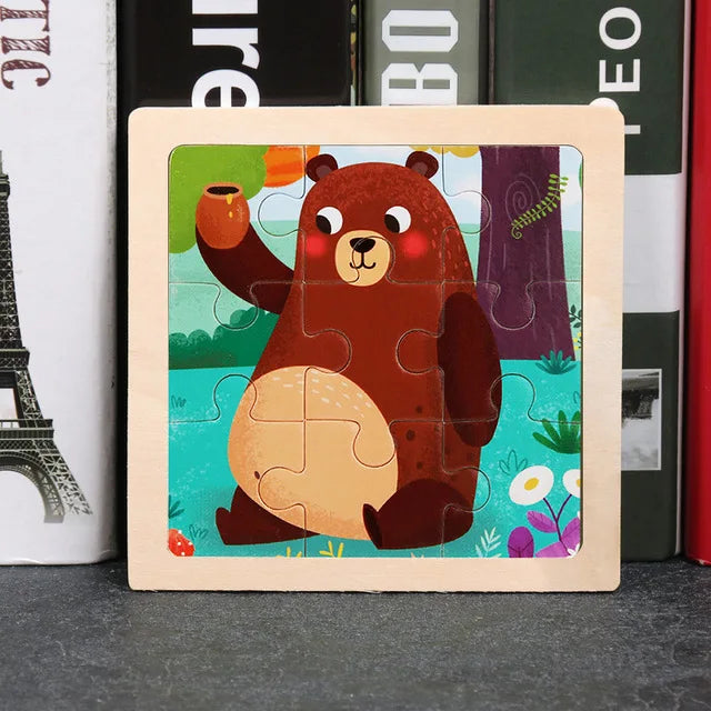 👉 Puzzle Éducatif en Bois pour Enfants (Animaux & Véhicules)  Jouet Montessori 3D dès 3 ans