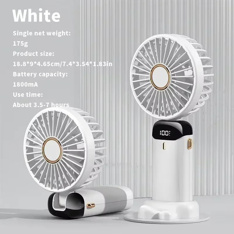 2025 New Usb Handheld Fan Digital Display Folding Aromatreatment Desktop Fan Mini Portable Outdoor Small Fan