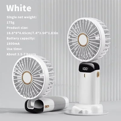2025 New Usb Handheld Fan Digital Display Folding Aromatreatment Desktop Fan Mini Portable Outdoor Small Fan