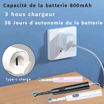 🦷 Brosse à Dents Électrique Rotative Rechargeable – Jusqu’à 30 Jours d’Autonomie – 5 Modes & 8 Têtes Incluses
