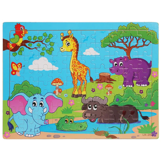 Puzzle en bois 80 pièces – éducatif & coloré – Contes & Animaux
