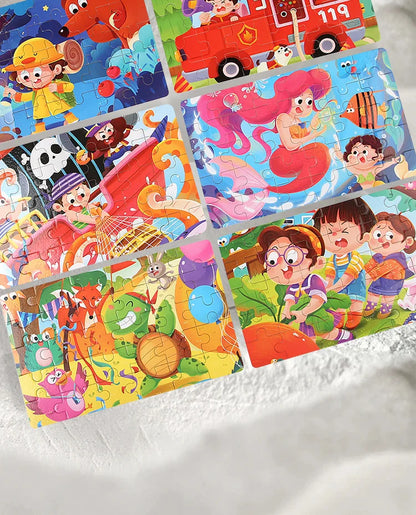 Puzzle en bois 30 pcs – Dinosaures, Sirène ou Camion de pompiers : explore, découvre, grandis ! “Stimule la concentration, la mémoire visuelle et la motricité fine – Jouet éducatif, sain et adorable."