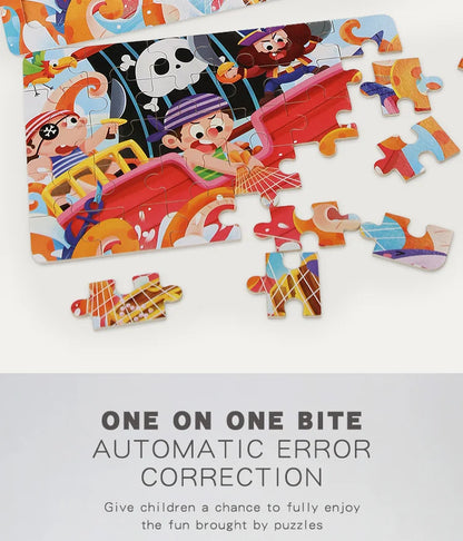 Puzzle en bois 30 pcs – Dinosaures, Sirène ou Camion de pompiers : explore, découvre, grandis ! “Stimule la concentration, la mémoire visuelle et la motricité fine – Jouet éducatif, sain et adorable."