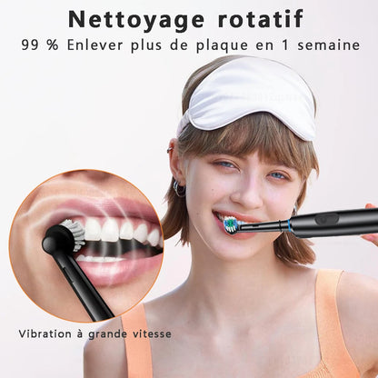 🦷 Brosse à Dents Électrique Rotative Rechargeable – Jusqu’à 30 Jours d’Autonomie – 5 Modes & 8 Têtes Incluses