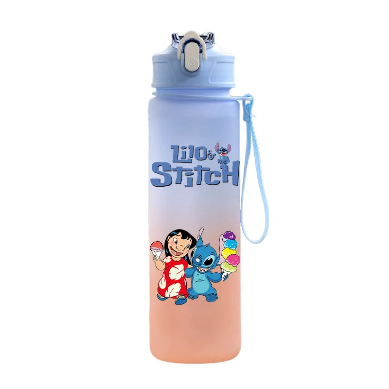 Bouteille d'eau Disney Lilo et Stitch, grande capacité, 750 ml, portable, idéale pour les sports de plein air, idée cadeau pour enfants