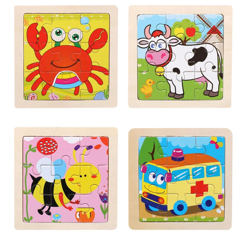 👉 Puzzle Éducatif en Bois pour Enfants (Animaux & Véhicules)  Jouet Montessori 3D dès 3 ans