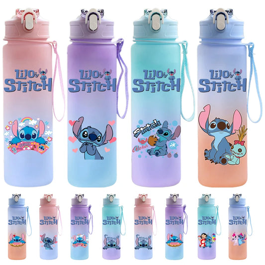 Bouteille d'eau Disney Lilo et Stitch, grande capacité, 750 ml, portable, idéale pour les sports de plein air, idée cadeau pour enfants