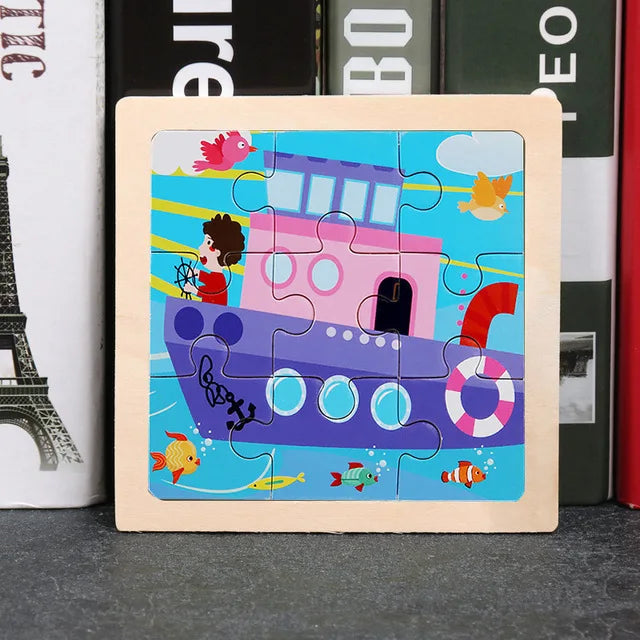 👉 Puzzle Éducatif en Bois pour Enfants (Animaux & Véhicules)  Jouet Montessori 3D dès 3 ans