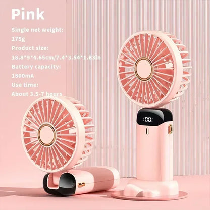 2025 New Usb Handheld Fan Digital Display Folding Aromatreatment Desktop Fan Mini Portable Outdoor Small Fan