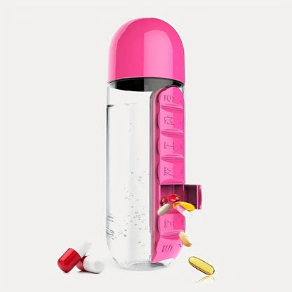 Gourde Pilulier 2-en-1 💧 – Hydratez-vous & Ne manquez plus vos prises ! (5 couleurs – Livraison Offerte 🇫🇷)