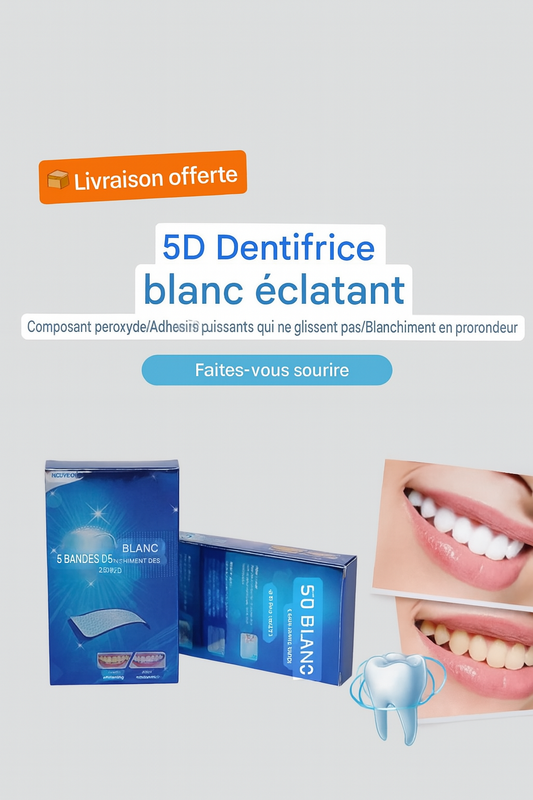 🦷✨ Bandes Blanchissantes 5D – Résultat en 7 Jours | Kit 14 Pièces