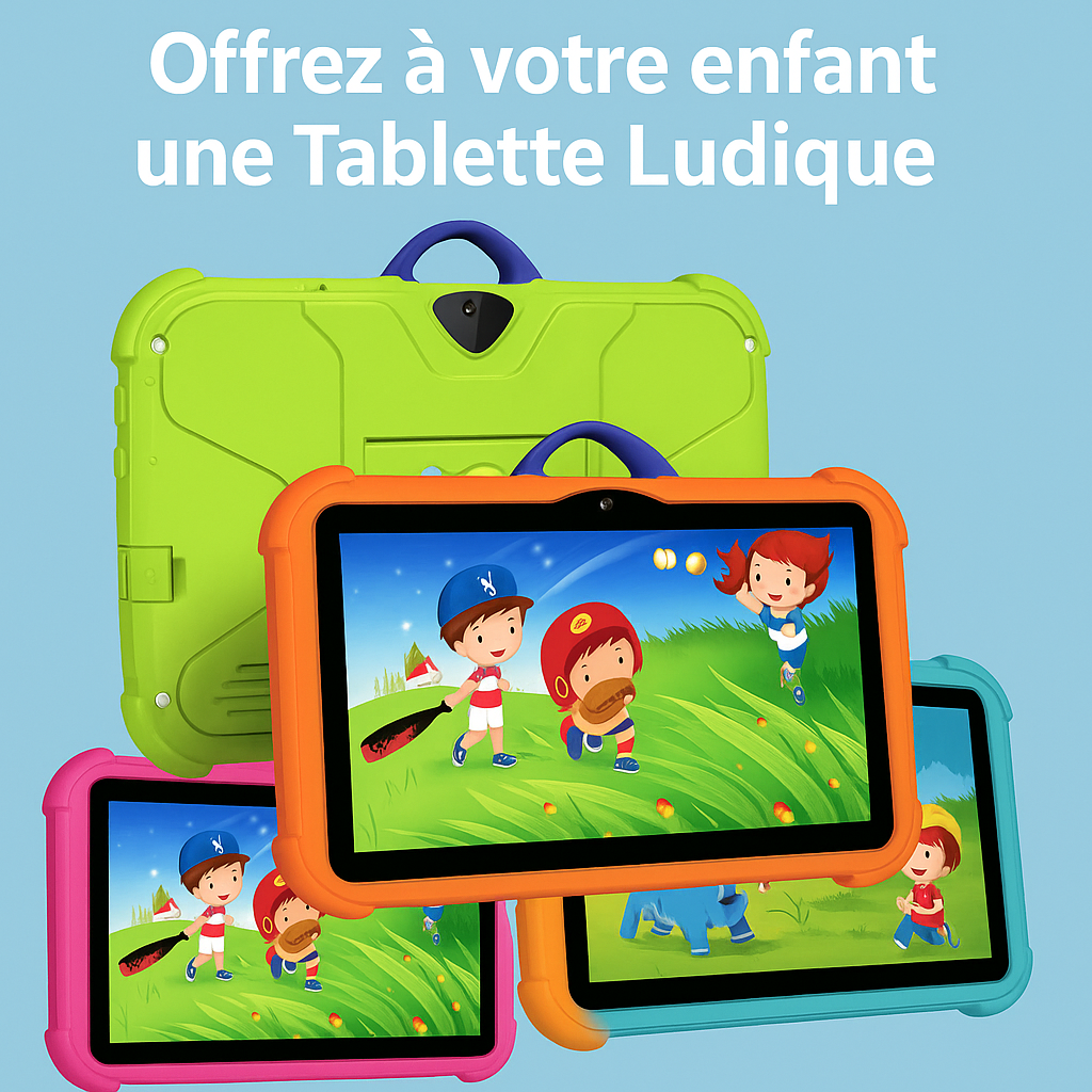 Tablette Éducative Enfant 7'' – Android, 64 Go, Étui Résistant, Jeux & Apprentissage Ludique – Idée Cadeau Parfaite !"